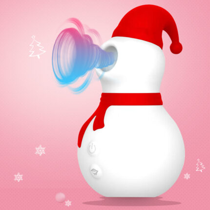 a snowman-shaped vibrator with a red Santa hat and scarf, designed for intimate pleasure with a unique suction function.