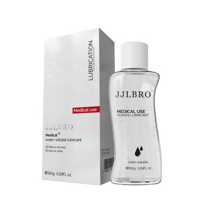 A bottle of clear lubricant with a red label and packaging. Specifically for pleasure and medical use, simple design, easy to use, enhances user comfort and experience.