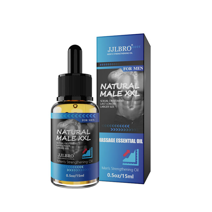 JJLBRO Natural Male XXL Massage Essential Oil for Men, 15ml bottle, designed specifically for men to enhance strength and confidence, suitable for daily use.