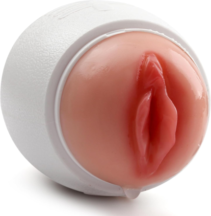 a male masturbator, also known as a sex toy designed for men. It is cylindrical in shape with a realistic vaginal opening made from a soft, skin-like material. The device is intended for personal pleasure and is typically used to simulate the sensations of sexual intercourse. The exterior casing is often designed to be discreet and easy to handle, while the interior is textured to enhance the experience. This type of product is popular for those seeking sexual gratification and is often used alone or with a partner to explore different sensations and enhance sexual pleasure.