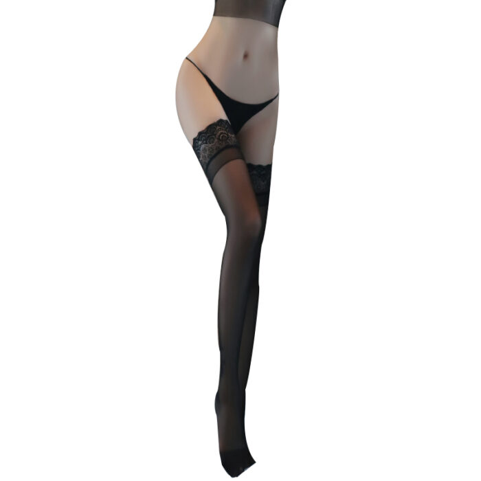 Women's Erotic Teasing Stockings See-Through Sexy Long Black Stockings Silicone Garter Belt Non-Slip Stockings