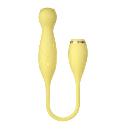 Yellow dual-end adult toy, suitable for various uses, simple design.