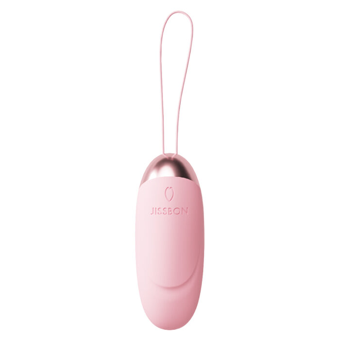 A pink egg-shaped vibrator with a pull ring and wireless control. Simple and ergonomically designed, suitable for personal use, enhancing pleasure experience and comfort, easy to operate.