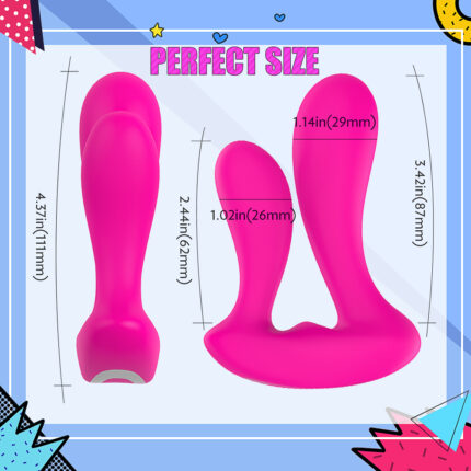 This image showcases a pink silicone sex toy, highlighting its dimensions. The measurements indicate that the toy is designed with user comfort and pleasure in mind, providing detailed specifications for different parts of the toy to ensure it meets various needs and preferences.