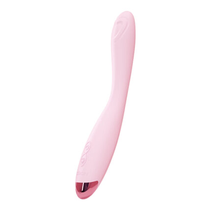 A pink curved adult toy with ergonomic design and a control mechanism at the tip. Suitable for personal use, enhancing pleasure experience and comfort, easy to operate.