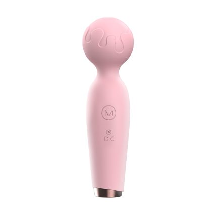 A pink handheld massager with a rounded top and control buttons. Ergonomically designed, suitable for personal use, enhancing relaxation and pleasure experiences. Soft material, easy to operate.