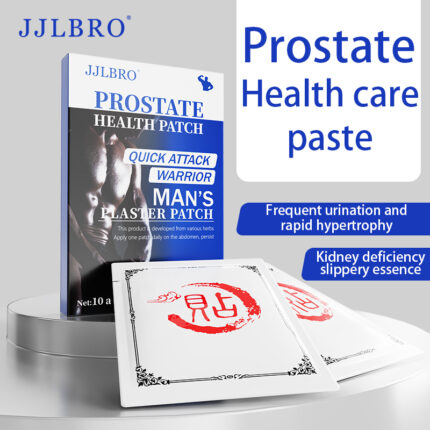 a JJLBRO brand Prostate Health Care Paste. The packaging has a modern and simple design, primarily in white and blue, giving it a very professional and high-end appearance. The box displays the brand name “JJLBRO” and the product name “Prostate Health Care Paste.” Next to it are some descriptions of the product's functions, such as “Frequent urination and rapid hypertrophy” and “Kidney deficiency slippery essence,” highlighting its effectiveness in alleviating prostate issues and kidney deficiency. The box shows individual health patch packaging, and the overall design looks very professional and high-end, suitable for male users who value health and quality of life.