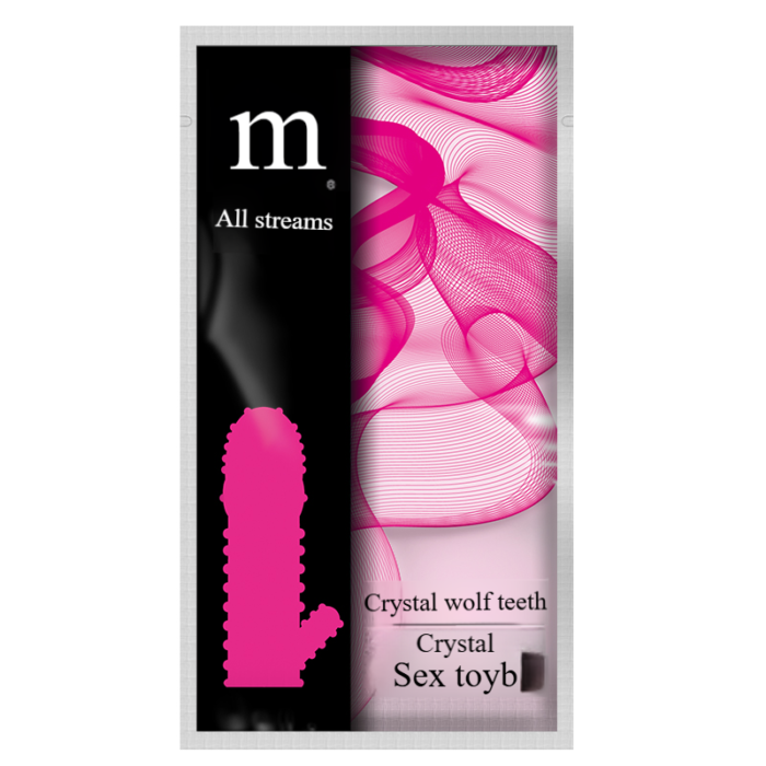 Crystal spiked sleeve from the brand "Personage," with black and pink design packaging and "Crystal Sex Toy" displayed.