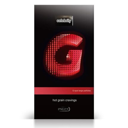 The image showcases a single black foil wrapper of Mingliu G-Spot Condoms. The packaging features a bold red "G" prominently displayed in the center, symbolizing targeted stimulation. The minimalist design emphasizes the product's focus on enhancing pleasure through G-spot stimulation.